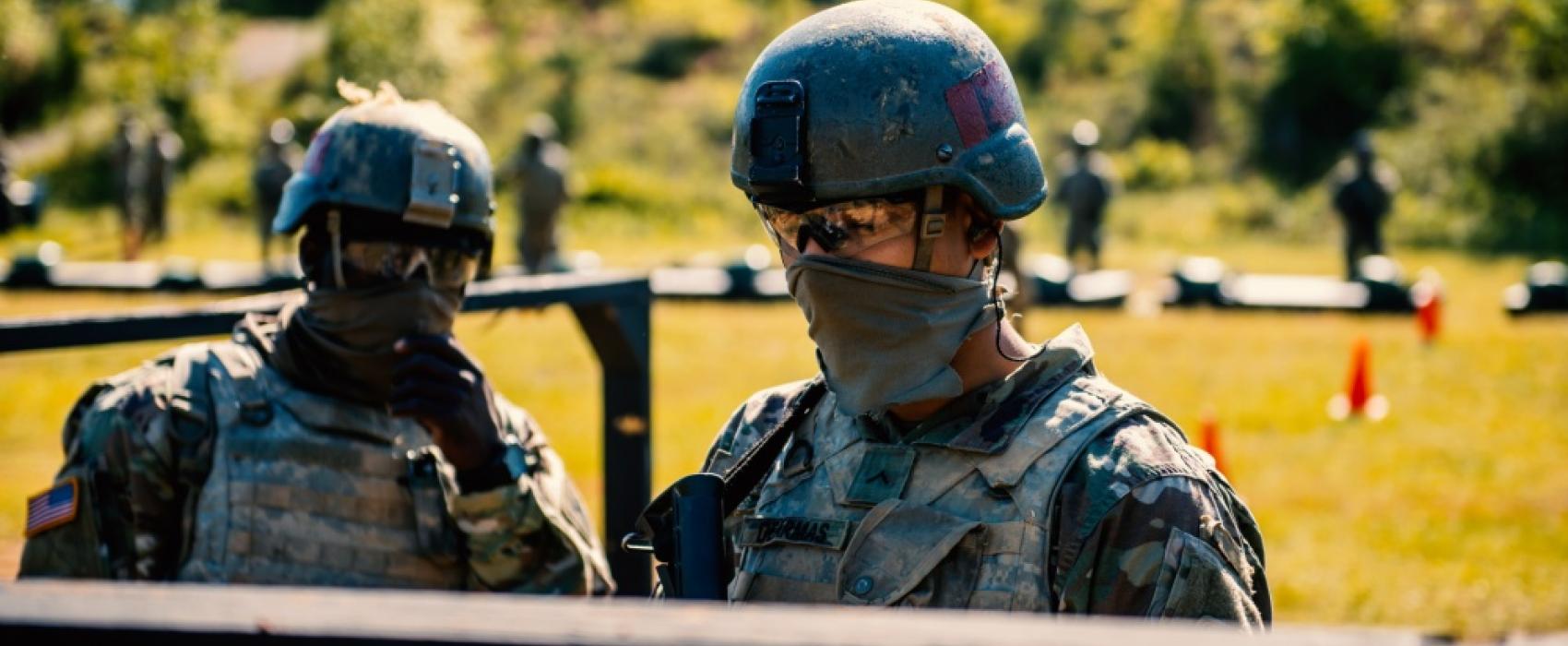Military training shot with mask from DoD